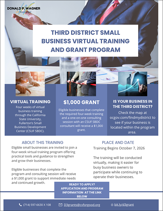 BOS3 Small Business Training Program Flyer