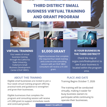 BOS3 Small Business Training Program Flyer
